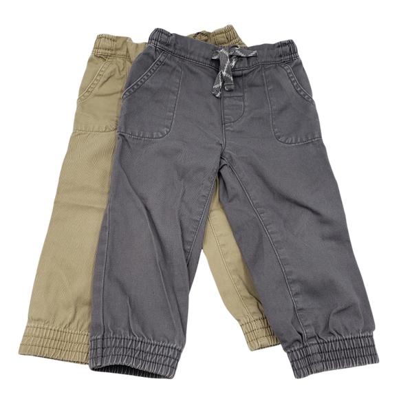 Carter's Other - Carter's Twill Jogger Pants Gray Tan Kids Baby Size 18 Months Pull-On Cotton